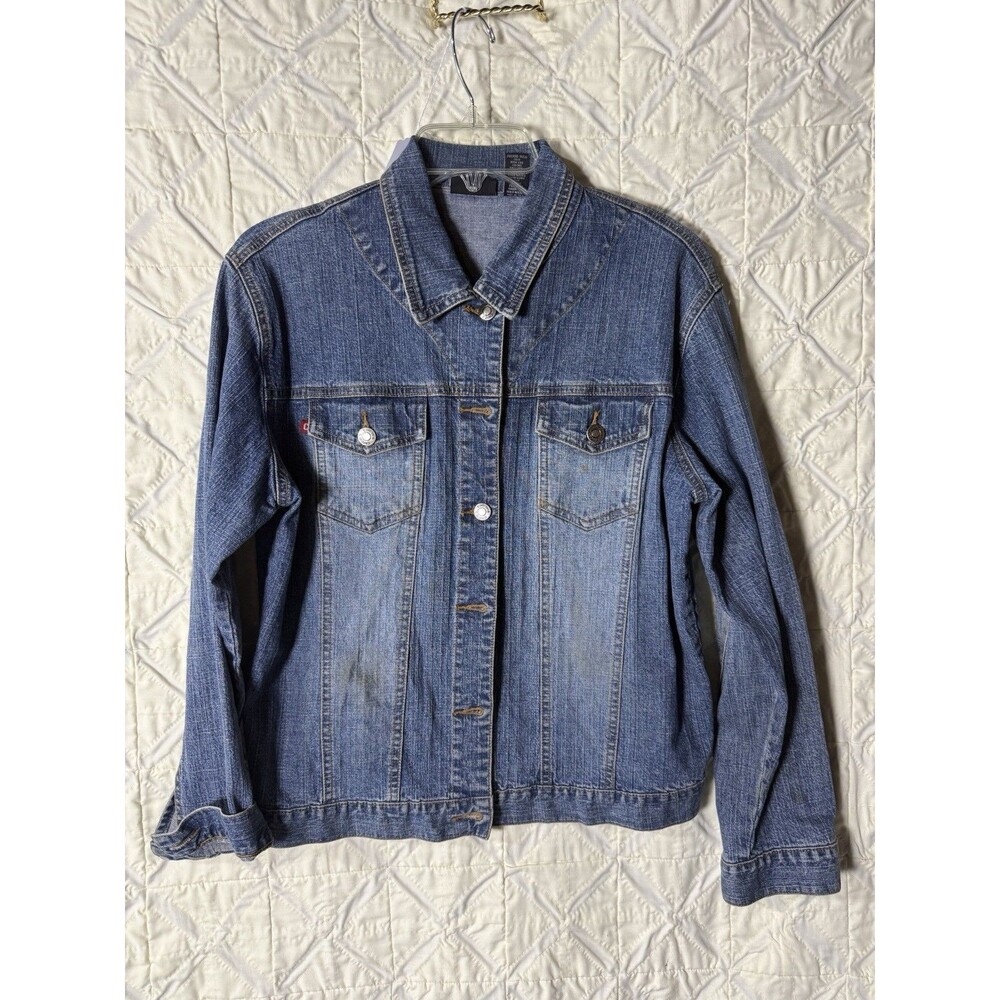 Chico's Blue Button Front Short Jacket Long Sleeve Pockets Women's 1